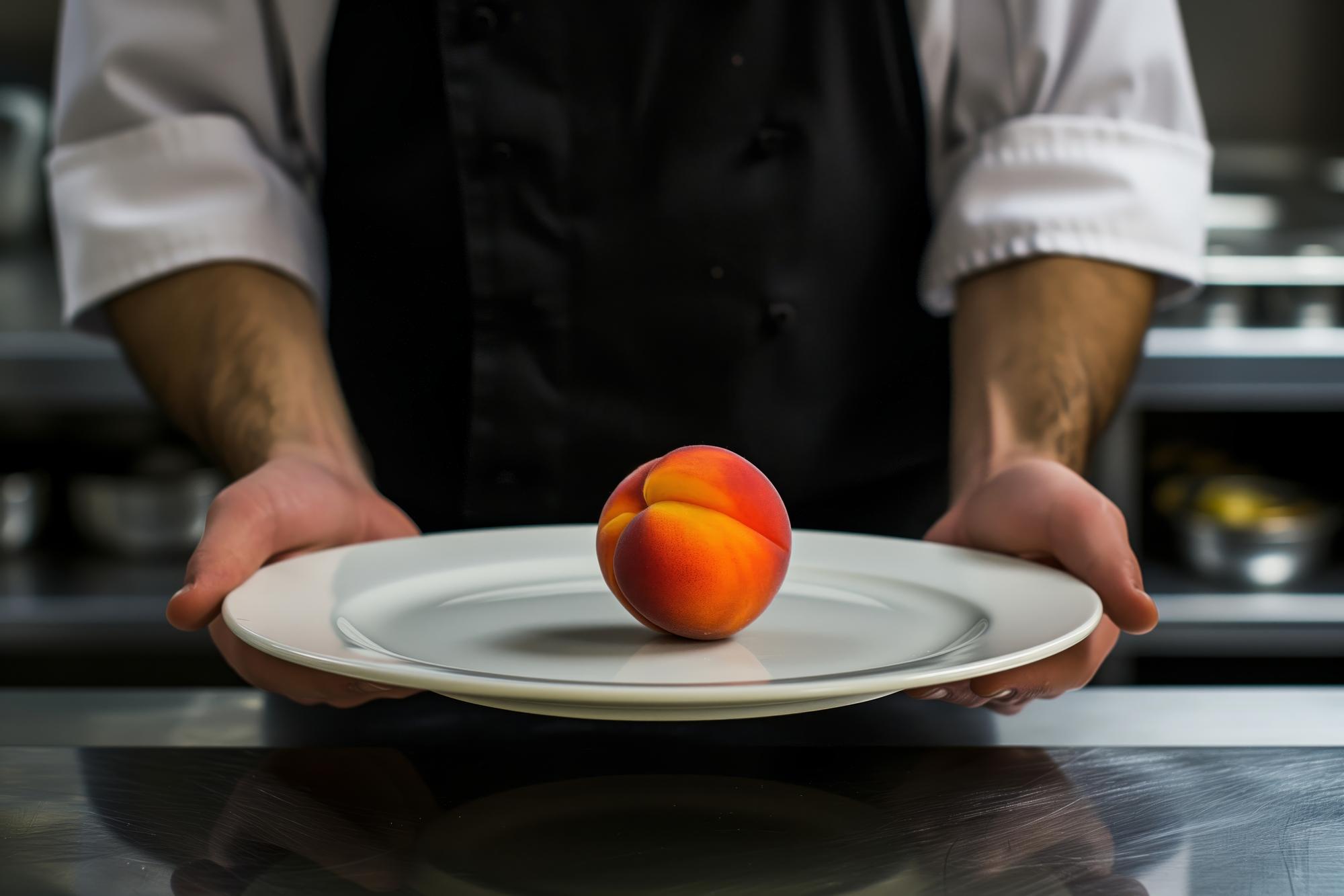 Chef arranging plated dish